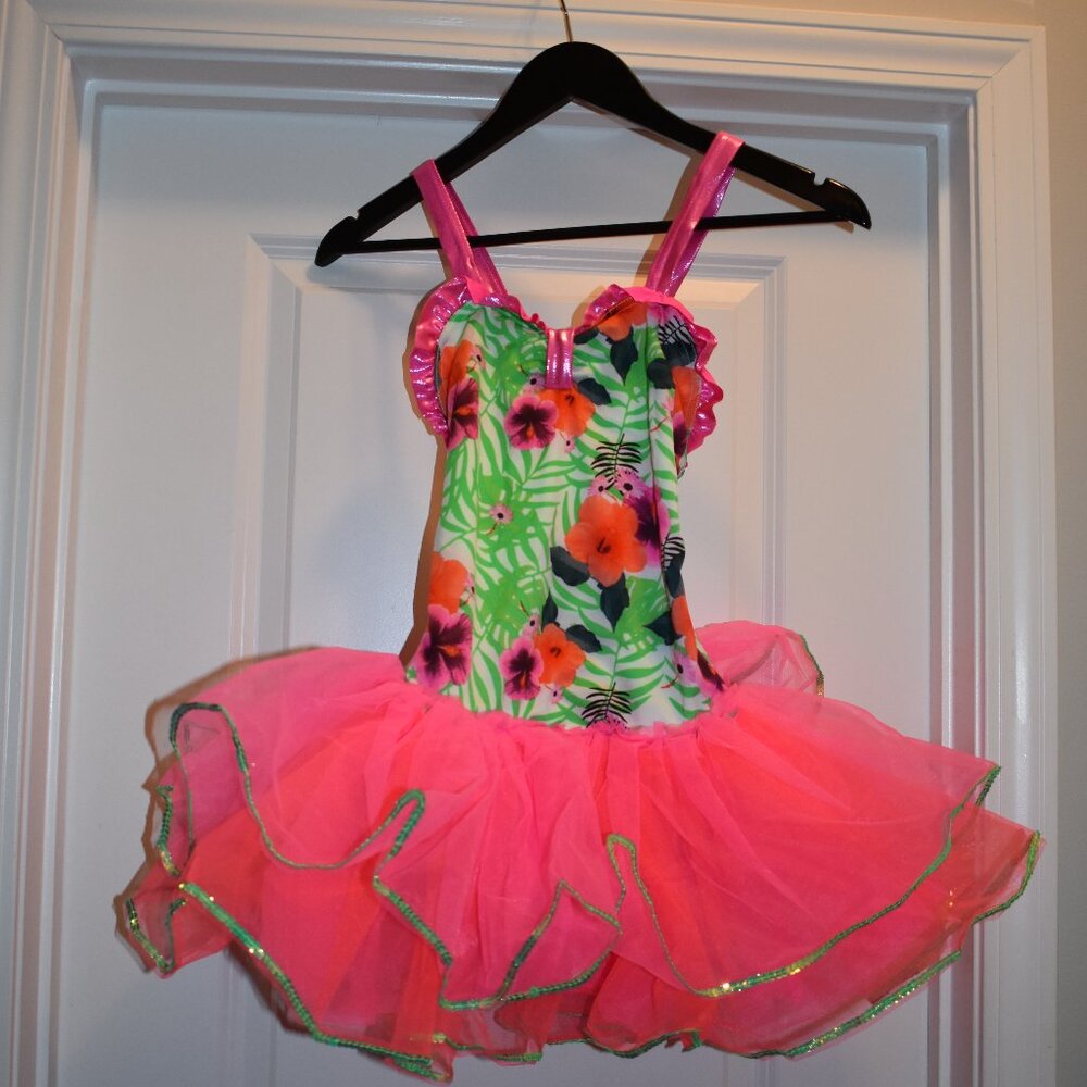 Weissman Pink, Green, and Orange Floral Dance Costume